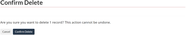 Screenshot of Confirm Delete. The buttons for Cancel and Confirm Delete are shown.